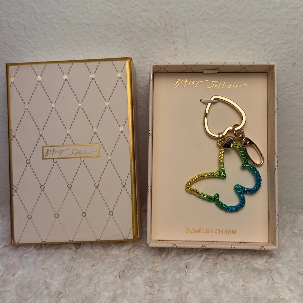 Betsey Johnson crystal butterfly keychain or‎ bag charm